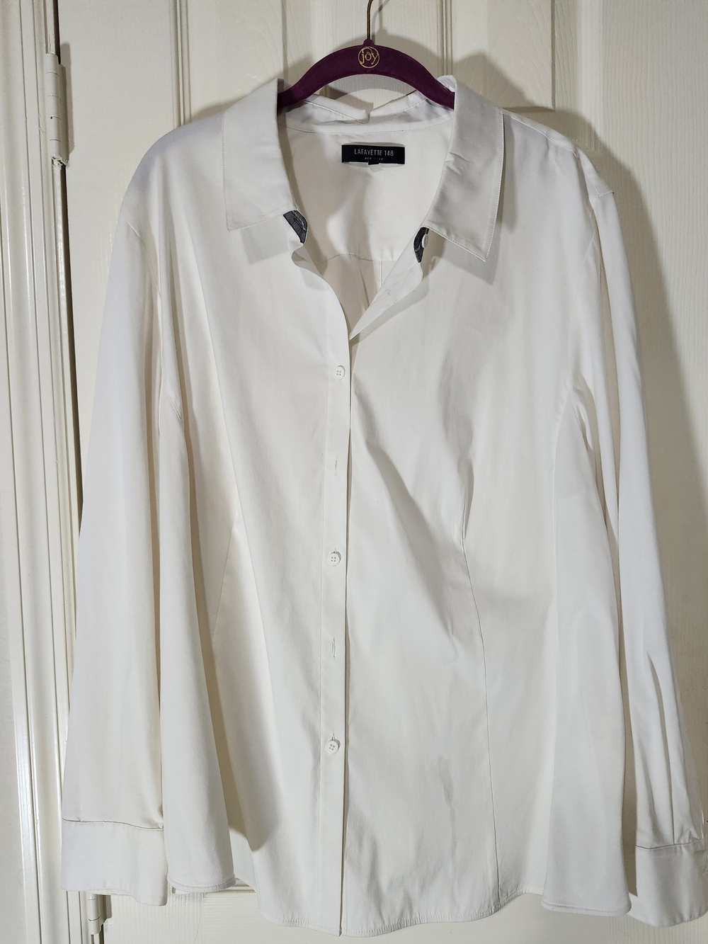 Lafayette 148 New York White Stretch Cotton Button Down Shirt Blouse 20W